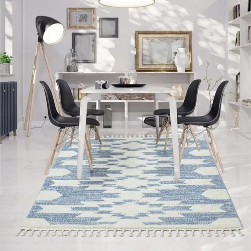 Vista 8 de LUXE WEAVERS Ibiza Collection 8068 - Alfombra geométrica suroeste, color azul, 5 x 7