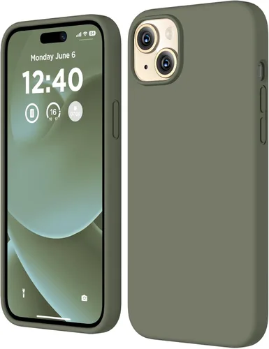 Vista 8 de Compatible con iPhone 15, funda de silicona líquida, funda protectora de cuerpo completo a prueba de golpes [forro de microfibra suave], funda Azul
