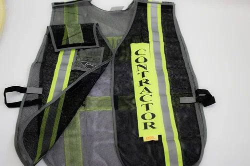 Vista 2 de RK Breakaway - Chaleco de seguridad con rayas reflectantes y bolsillo de plástico transparente para identificación Negro