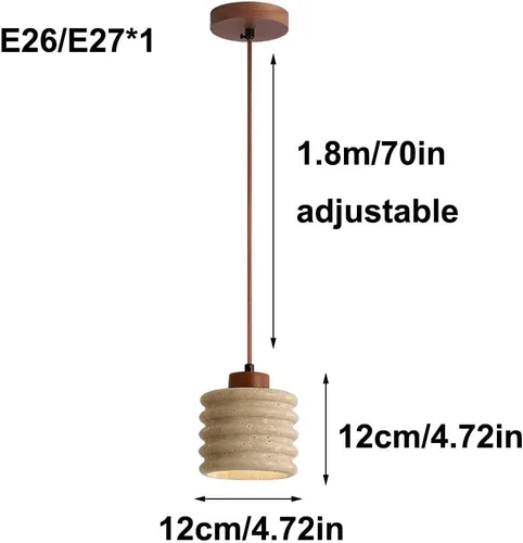Vista 4 de Modern Instant Pendant Lights, 2 Pack Mini Ceiling Hanging Lighting, Nordic Retro Natural Travertine Shade Chandelier for Kitchen Island Living Room