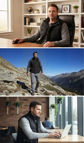 Vista 2 de Vcansion Chaleco de forro polar con cuello alto para hombre, chaleco casual acolchado al aire libre 01Negro