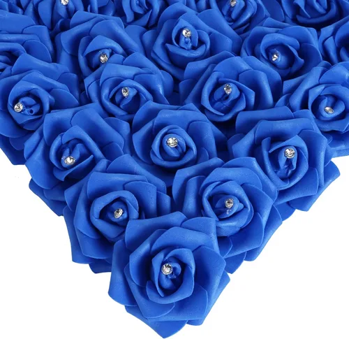 Vista 32 de IPOPU Cabezales de rosas artificiales, 100 rosas falsas de espuma negra de aspecto real para bricolaje, bodas, baby shower, centros de mesa 100
