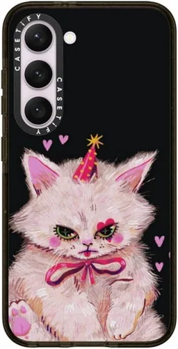 Vista 140 de CASETiFY Funda de impacto para Galaxy S22+ - Adhesivo Aries Moross, color negro transparente