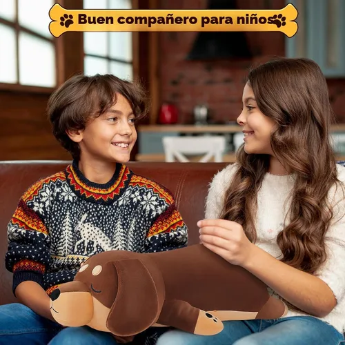 Vista 6 de Peluche de perro salchicha grande de 19 pulgadas, lindo peluche de perro Weiner, juguete de peluche de perro salchicha grande, lindo animal