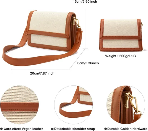 Vista 5 de Telena Bolsos cruzados para mujer de cuero vegano para mujer, bolso cruzado con correa ajustable