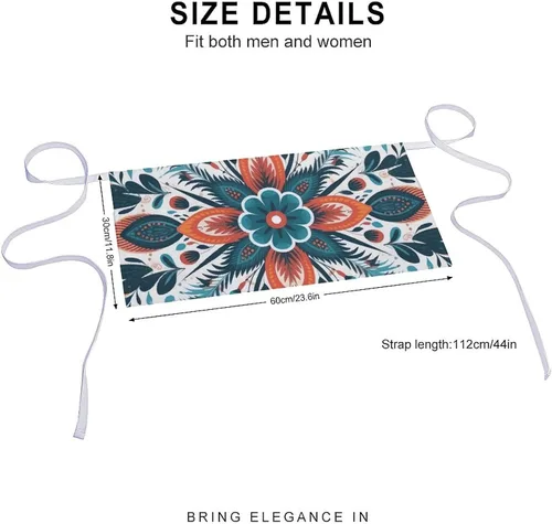 Vista 2 de Server Aprons with 3 Pockets Waist Apron Waterproof Half Apron Flower Decorative Pattern Short Cooking Aprons Bib
