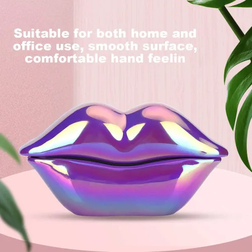 Vista 2 de Teléfono fijo de diseño de labios, teléfono con cable de escritorio electrochapado, teléfono con forma de labio en forma de boca para decoración