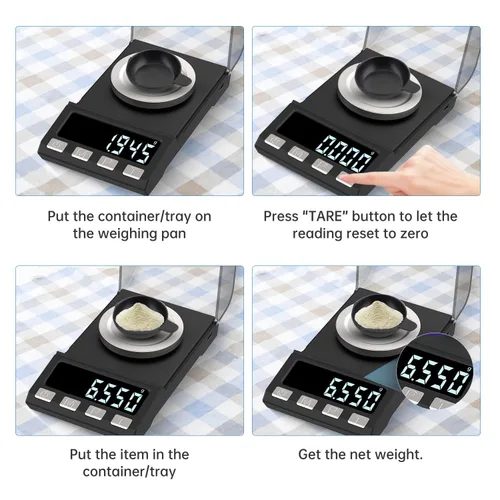 Vista 5 de Escala digital miligramos de 3.53 oz/0.00 oz de recargabilidad, báscula de joyería portátil de alta precisión, escala de polvo, microescala