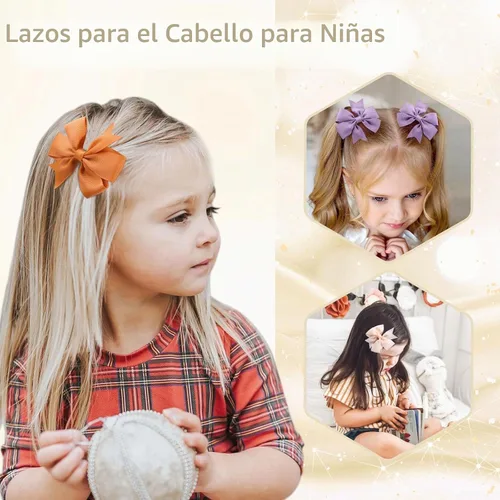 Vista 5 de 24 lazos para el cabello de 3 pulgadas para niñas, cinta de grogrén, pinzas para el pelo de bebé, accesorios para el cabello de niños pequeños