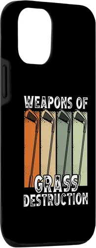 Vista 3 de iPhone 15 Armas de destrucción de hierba Funda divertida para jugadores de golf
