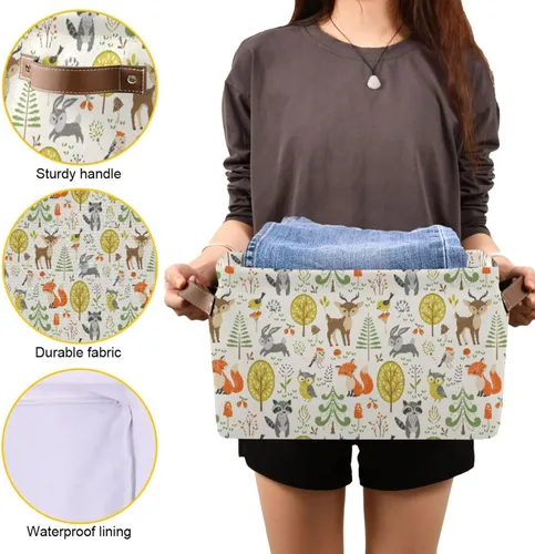 Vista 8 de senya Cesta de almacenamiento de 2 piezas, bolsa de ropa plegable grande rectangular de tela plegable para la ropa sucia, cubo de lavado plegable