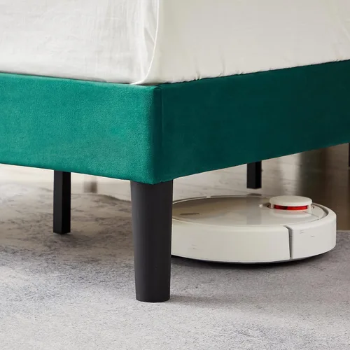 Vista 8 de VECELO Base de cama tamaño individual con plataforma tapizada de cuero de alta calidad con cabecera ajustable en altura / base de colchón, soporte