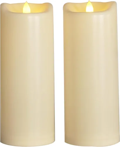 Vista 16 de Velas grandes sin llama para exteriores con temporizador de 4 x 10 pulgadas Blanco