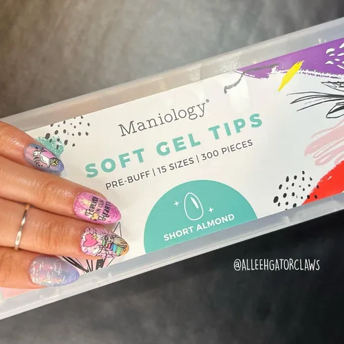 Vista 6 de Maniology Puntas de uñas de cobertura completa para extensión (15 tamaños, 300 piezas), uñas a presión (almendra corta)