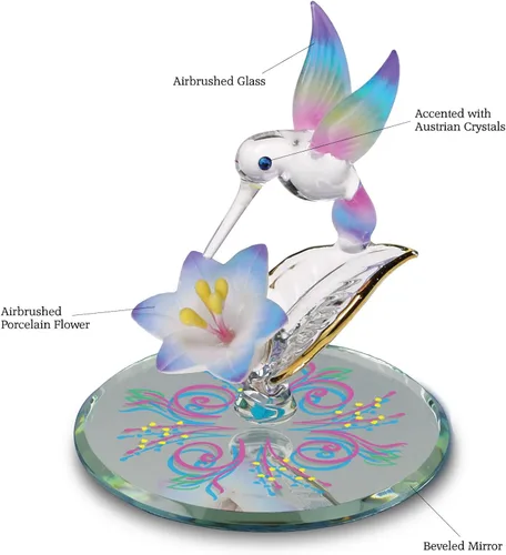 Vista 5 de Glass Baron Figura de cristal de colibrí azul, 2.25 pulgadas de alto
