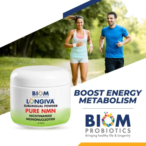 Vista 3 de Biom NMN Sublingual Powder. Número de productos incluidos: 1 pieza(s). Mononucleótida de nicotinamida nanotizada avanzada, regeneración