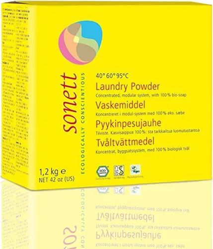 Vista 10 de Sonett Polvo de lavandería orgánico sensible al color para pieles sensibles para personas con alergias (42 onzas) certificado cultivado orgánicamente