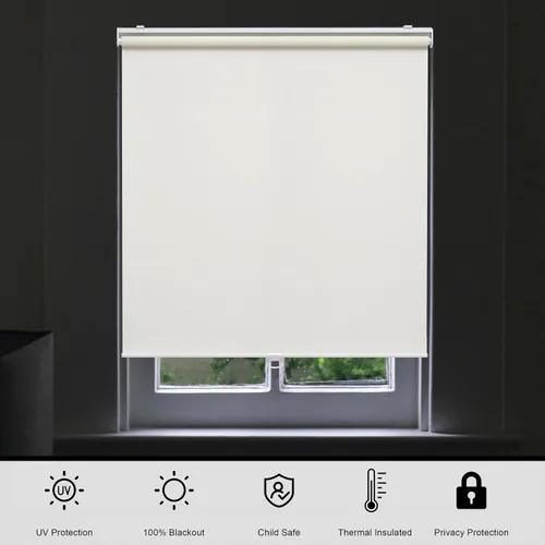 Vista 8 de Sunoff Persianas Enrollables Opacas sin Cordón para Ventanas de Bajar Persianas de Puerta Oscurecedoras de Habitación con Aislamiento Térmico