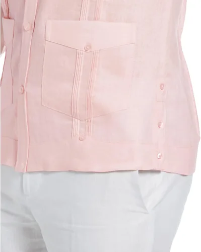 Vista 3 de Cubavera Men's 100% Linen Four-Pocket Long Sleeve Button Down Guayabera Shirt (Size Small - 5X Big & Tall)