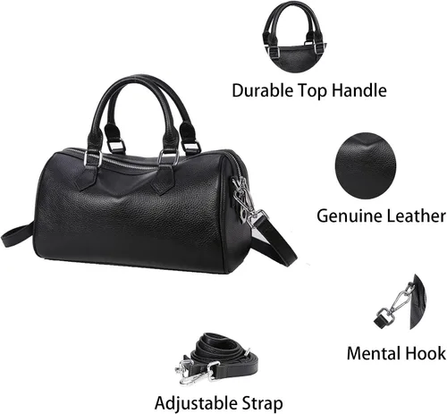 Vista 6 de HESHE Monederos de cuero genuino para mujer, bolso de mano con asa superior, bolsos de hombro para mujer, bolso cruzado de diseñador