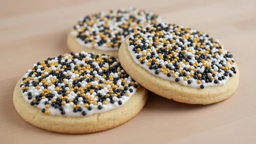 Vista 8 de NCS Gránulos comestibles Nonpareils negros, blancos y dorados – Decoración para cupcakes, pasteles y galletas, 7 onzas