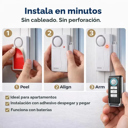 Vista 8 de Hendun Alarmas de puerta con control remoto, alarma de ventana