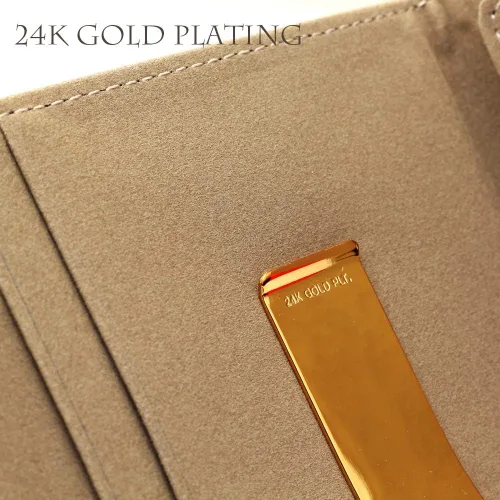 Vista 5 de SOTANIA - Clips personalizados de cuero genuino de 24 quilates para hombre carteras delgadas con bolsillo frontal para tarjetas regalo minimalista