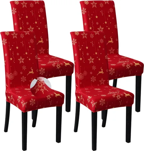 Vista 16 de FORCHEER Juego de 4 fundas para sillas de comedor para comedor, fundas elásticas para sillas de comedor y cocina, lavables y extraíbles