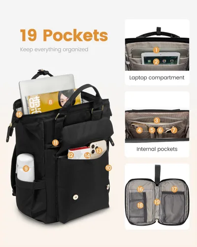 Vista 3 de LOVEVOOK - Mochila para laptop, para viaje de trabajo, bolso de enfermera, profesor, médico, viajero, para computadora de negocios, mochila