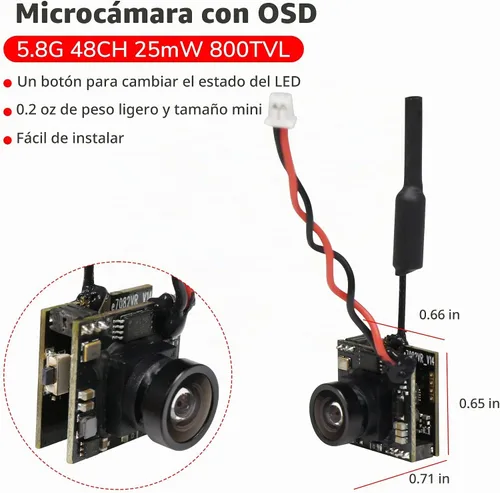 Vista 3 de Radiolink 5.8GHz 800TVL 200mW FPV Cámara para pantalla RC8X FPV