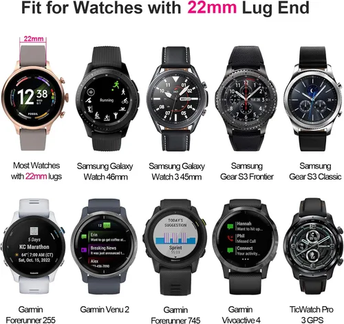 Vista 3 de EZMVZKU Correa de 22mm para Galaxy Watch 3 de 45mm, bandas de reloj de silicona suave para Samsung Gear S3 Frontier/Classic/Garmin Forerunner