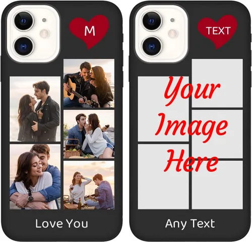 Vista 14 de Funda de teléfono con foto personalizada para iPhone 12, imagen/texto personalizado, funda negra suave delgada, regalo único de nicho para parejas