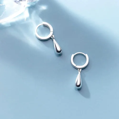 Vista 4 de Reffeer Solid 925 Sterling Silver Teardrop Dangle Earrings Hoops for Women Girls Water Drop Earrings Huggies