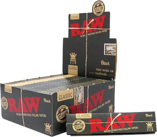 Vista 2 de RAW Classic Black King Size Slim Natural - Papel de liar ultrafino de 4.331 in (4.331 in) (50 unidades)