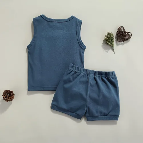 Vista 6 de CIYCUIT Conjunto de 2 piezas de ropa de verano para bebé, ropa de playa, sin mangas, pantalones cortos
