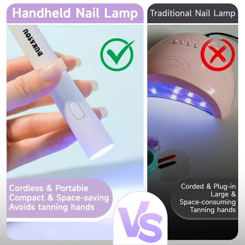 Vista 7 de Luz UV de mano para uñas de gel, mini luz de uñas portátil, lámparas LED de secado de esmalte de uñas para esmalte de gel, secadora de uñas