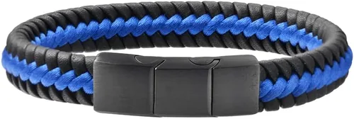 Vista 2 de Pulsera trenzada de cuero genuino para hombre