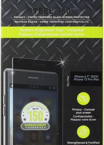 Vista 2 de PureGear Protector de vidrio de privacidad de acero 360 para Apple iPhone 14 Plus/13 Pro Max