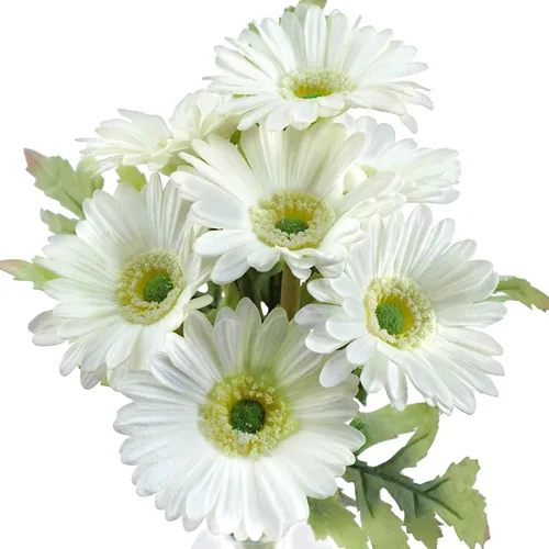 Vista 26 de FiveSeasonStuff Real Touch Gerbera Daisy - Arreglo de flores artificiales y ramo de boda (7 tallos florales, rojo baya)