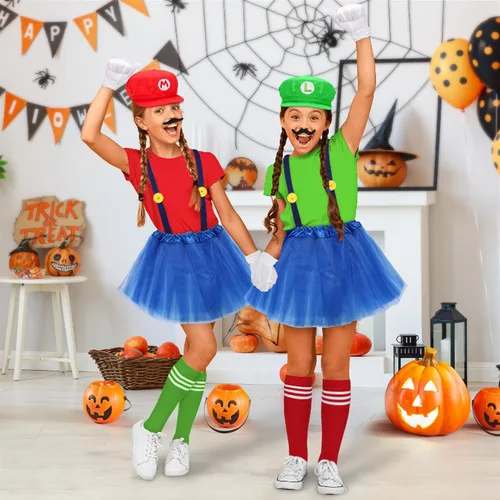 Vista 6 de Accesorios de disfraz de Halloween para mujeres adultas, disfraz de Halloween 2025 con sombreros, guantes, tirantes, botones, bigotes, divertidos
