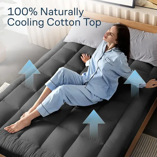Vista 3 de Niagara Sleep Solution 100% Cotton Top Cooling Mattress Topper - Twin Size Cloud-Like Mattress Pad, Breathable, 20" Deep Pocket, Back Pain Relief