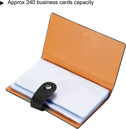 Vista 3 de PATIKIL Soporte para tarjetas de visita, piel sintética, profesional, organizador de tarjetas de crédito, 240 bolsillos para almacenamiento