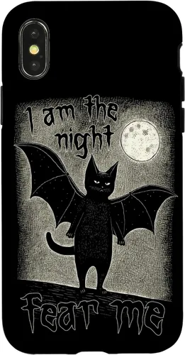 Vista 4 de Funda para iPhone 15 I Am The Night Fear Me Cute Black Cat Bat Punk Goth Grunge