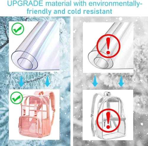 Vista 53 de Mochila transparente, aprobada por el estadio, para niñas y niños, mochila transparente de PVC resistente para mujeres y hombres