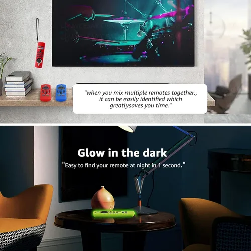 Vista 5 de ONEBOM Firestick - Funda protectora para control remoto de 3ª generación con Alexa Voice Remote 4K, funda protectora de silicona antideslizante a