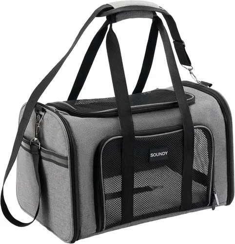 Vista 8 de Soundy Transportador Grande para Gatos Transportador para Perros Menos de 25 Libras, Bolsa Portátil para Mascotas Plegable Ventilada con Malla