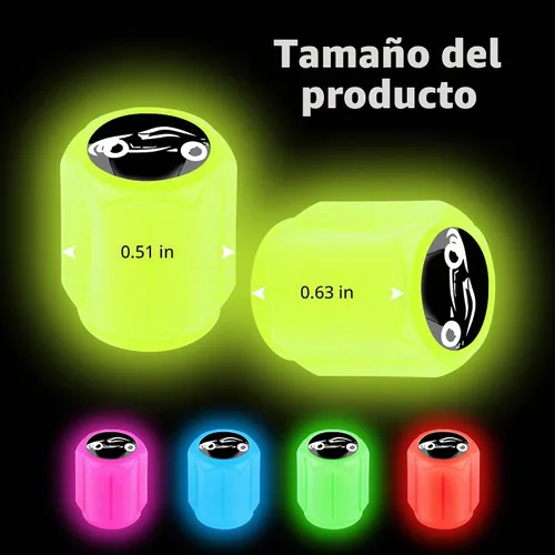 Vista 2 de 20 tapones fluorescentes para válvulas de neumáticos, tapones luminosos para válvula de aire de rueda de automóvil, accesorios de decoración 20Pcs-5