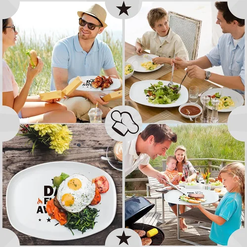 Vista 6 de R HORSE Plato de Parrilla para Papá Regalo Papá BBQ Bandeja de Servir Plato Platos Blancos Ovalados Platos de Servir Abuelo Papá Navidad Año Nuevo