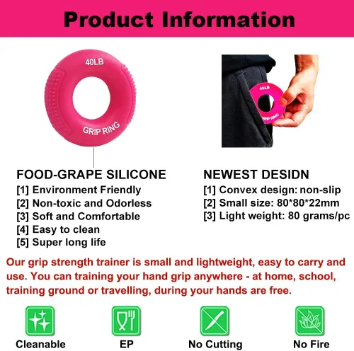 Vista 3 de Boaton Empuñaduras para gimnasio, levantamiento de pesas, dominadas, escalada en roca, niños y niñas 40 libras - rojo rosa