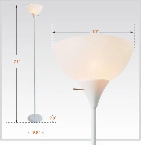 Vista 10 de Newhouse Lighting NHFL-JO-WH Joey Lámpara de pie moderna de 71 pulgadas para dormitorios, sala de estar, lámpara de pie duradera para el hogar Blanco
